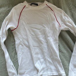 Brandy Melville White Top with Red Stripes